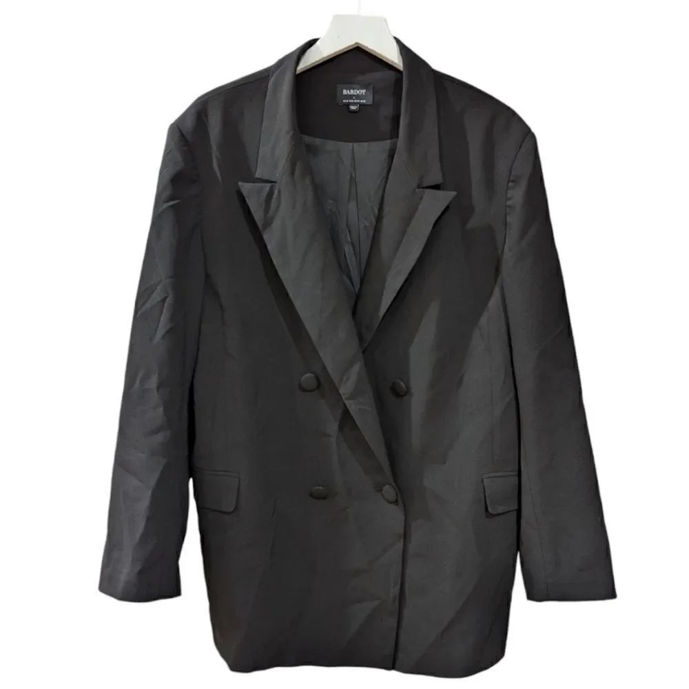 Bardot Women's L Oversized Fit Double Breasted Blazer in Black